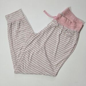 Love By Gap Womens Pajama Pants Size Medium Grey Pink Heart Print Loungewear